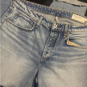 Rag Bone New York Mens Jeans Size 32 Blue Wash Distressed Denim Relaxed Fit‎